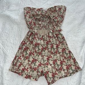Tie front floral romper